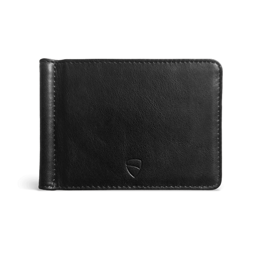 Vaultskin BROMPTON wallet black – front view of slim RFID leather card holder for men and women