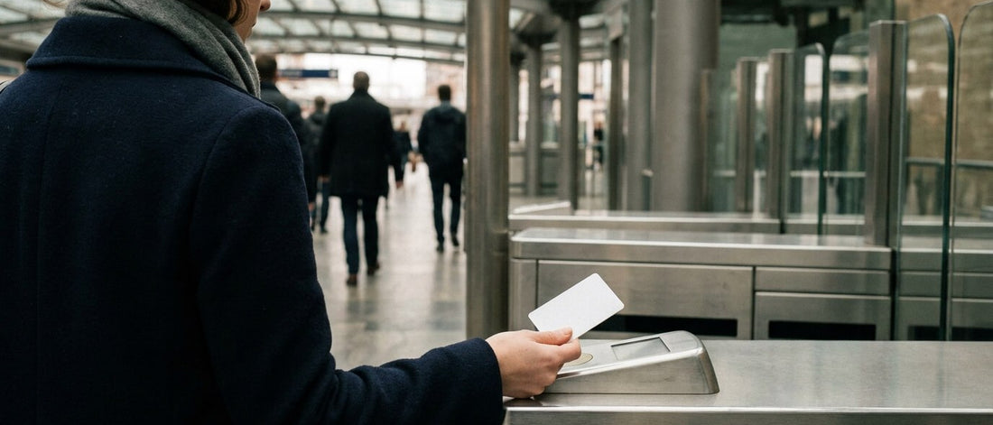 Woman using the public transportation card