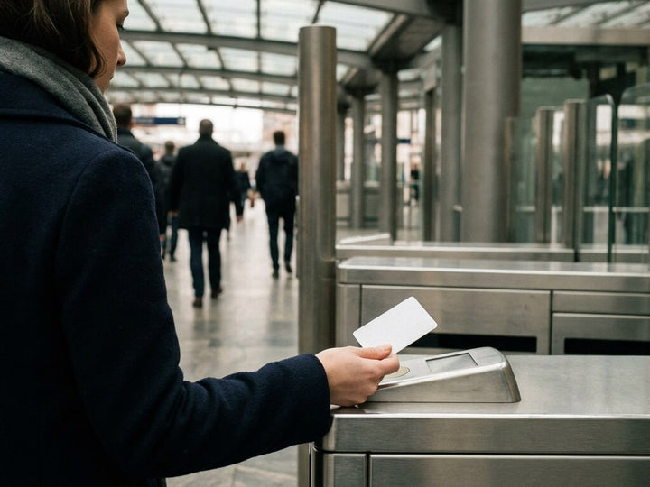 Woman using the public transportation card