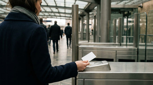 Woman using the public transportation card