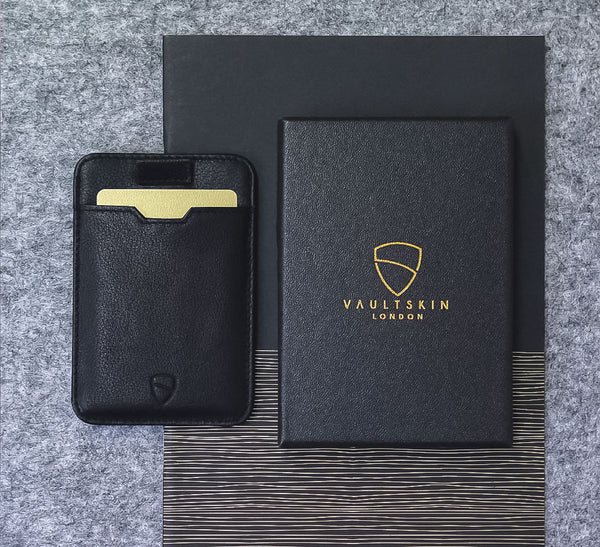 Slim minimalist card holder, front pocket leather wallet RFID blocking