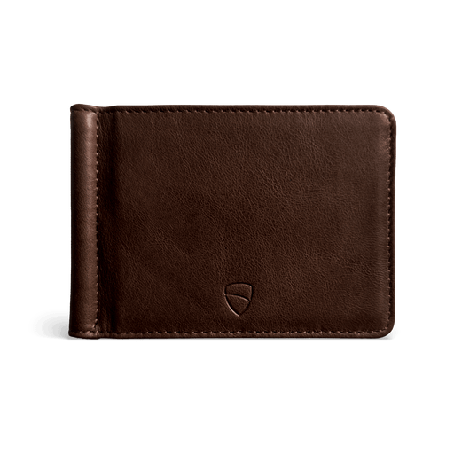 Vaultskin BROMPTON wallet brown – front view of slim RFID blocking wallet for daily carry