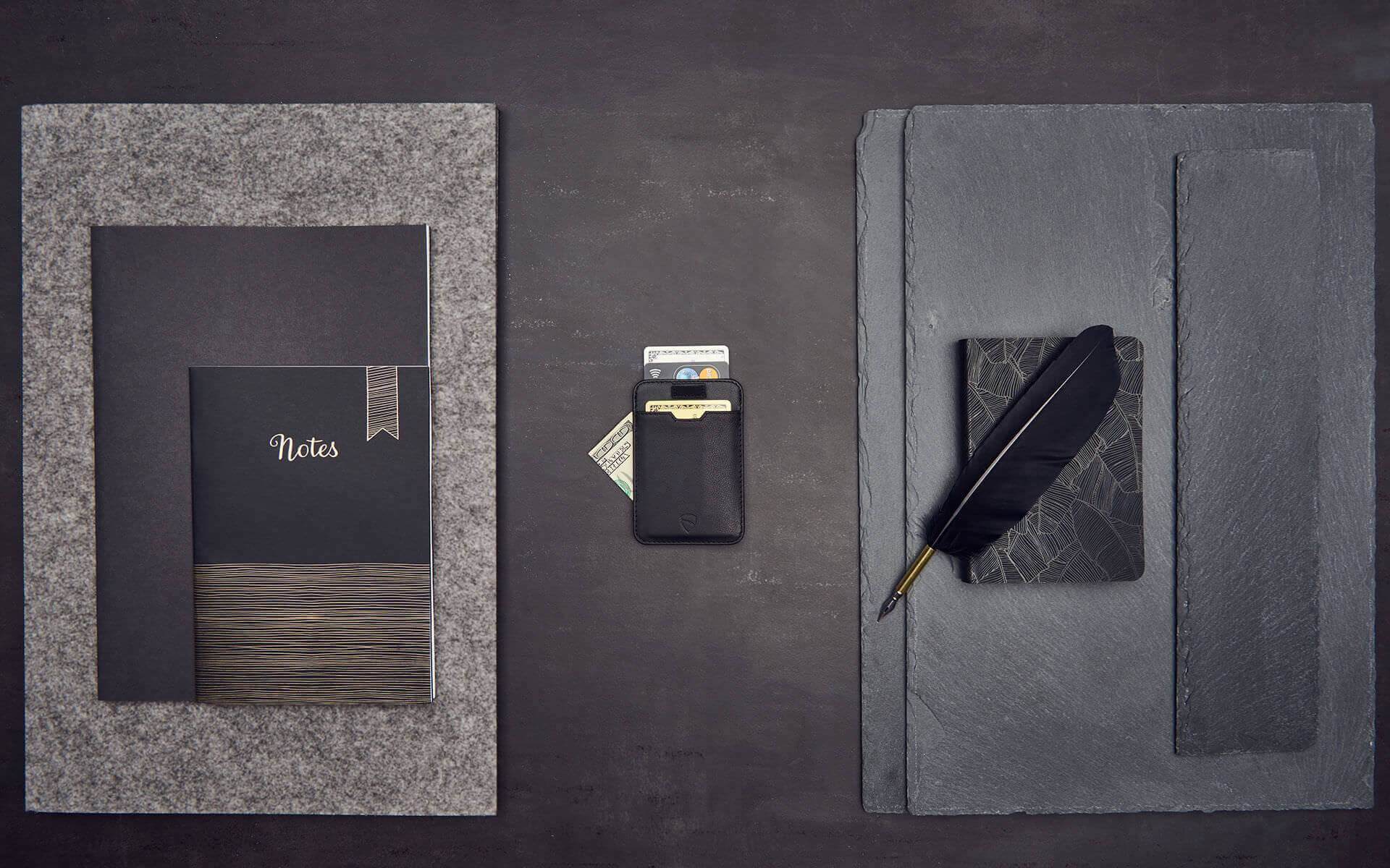 minimalist wallet, mini safe wallet - Vaultskin CHELSEA in Black