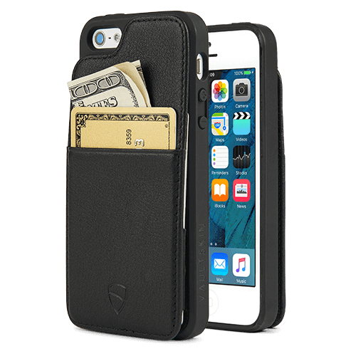 Vaultskin ETON ARMOUR - Leather Wallet Case for iPhone SE /