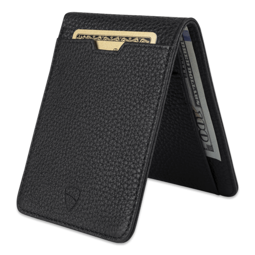 Ultra-slim profile leather wallet