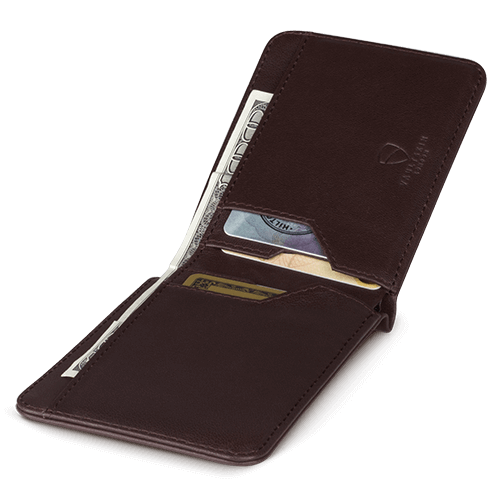rfid wallet blocking card, mens rfid bifold wallet - Vaultskin MANHATTAN in Brown