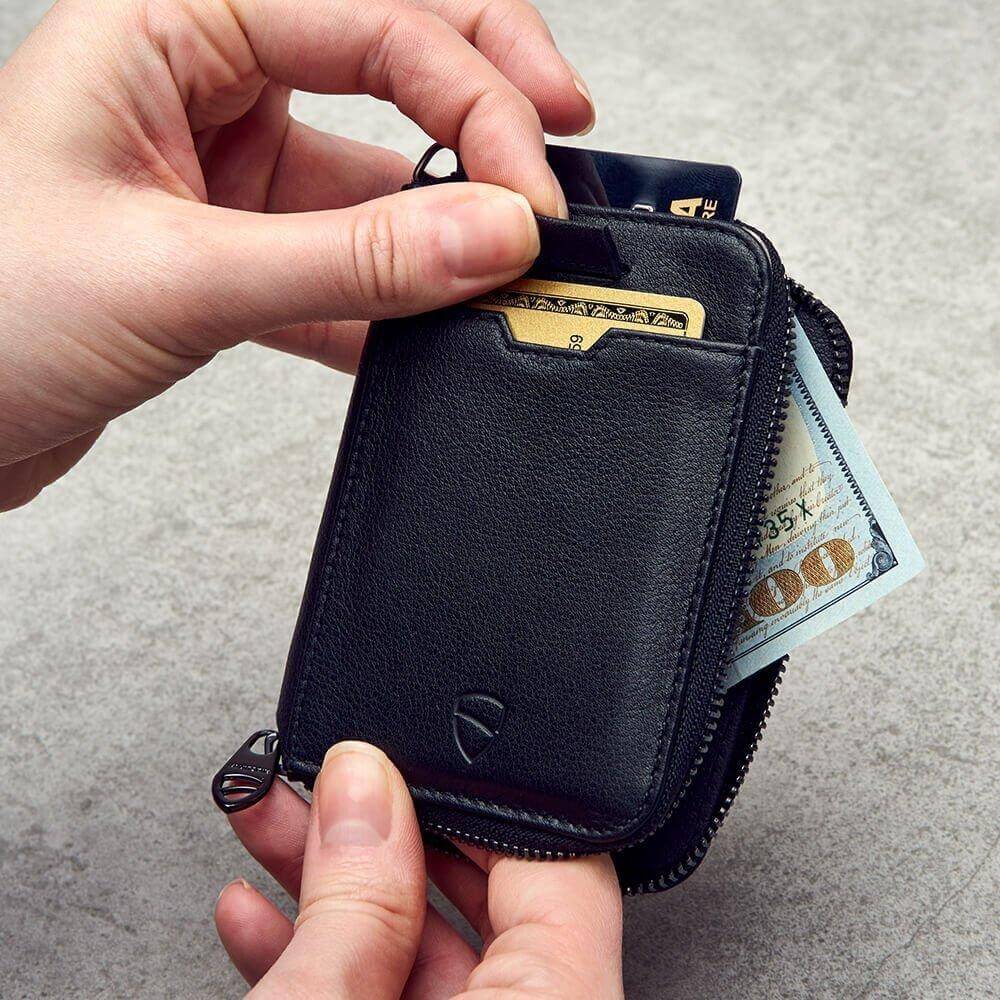 Vaultskin NOTTING HILL Slim Zipper Wallet. RFID Blocking Card Holder
