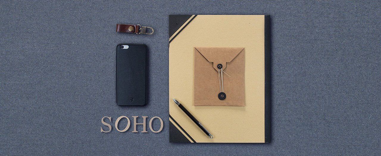 Minimalist leather bumper case for iPhone 6 / 6s Plus - SOHO by Vaultskin London 