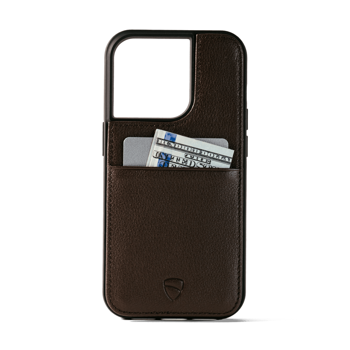 Schwarze Leder-Hülle für iPhone 14 Pro