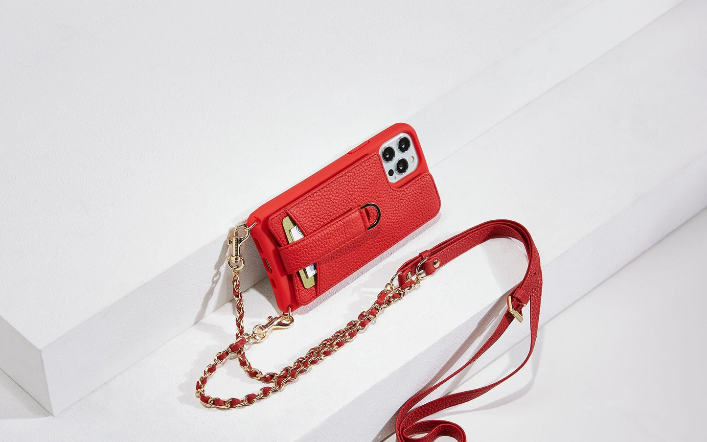 Elegant iPhone 13 leather case strap